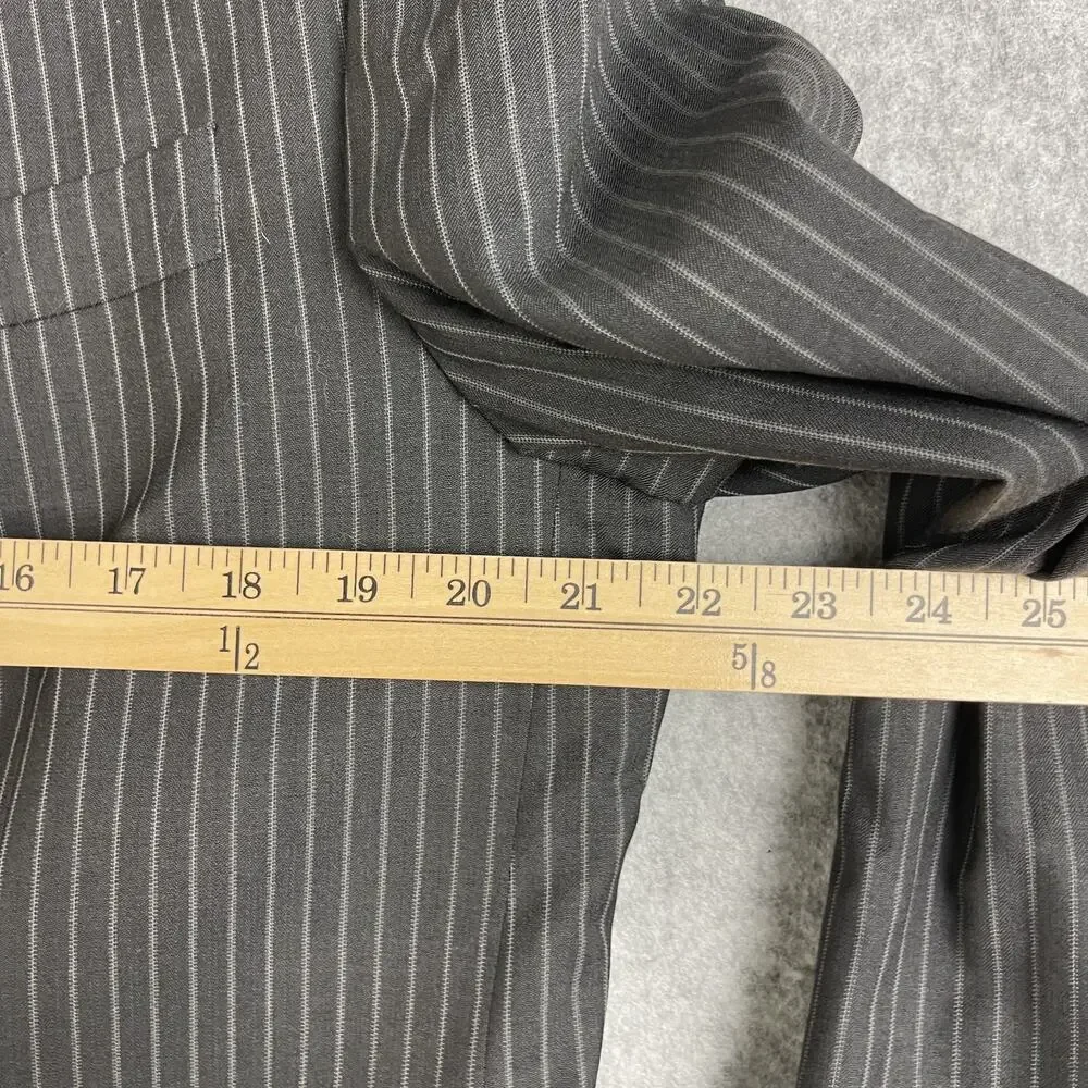 Ralph Lauren Blazer Sport Coat Mens 44L Dark‎ Gray Striped Double Breasted Peak